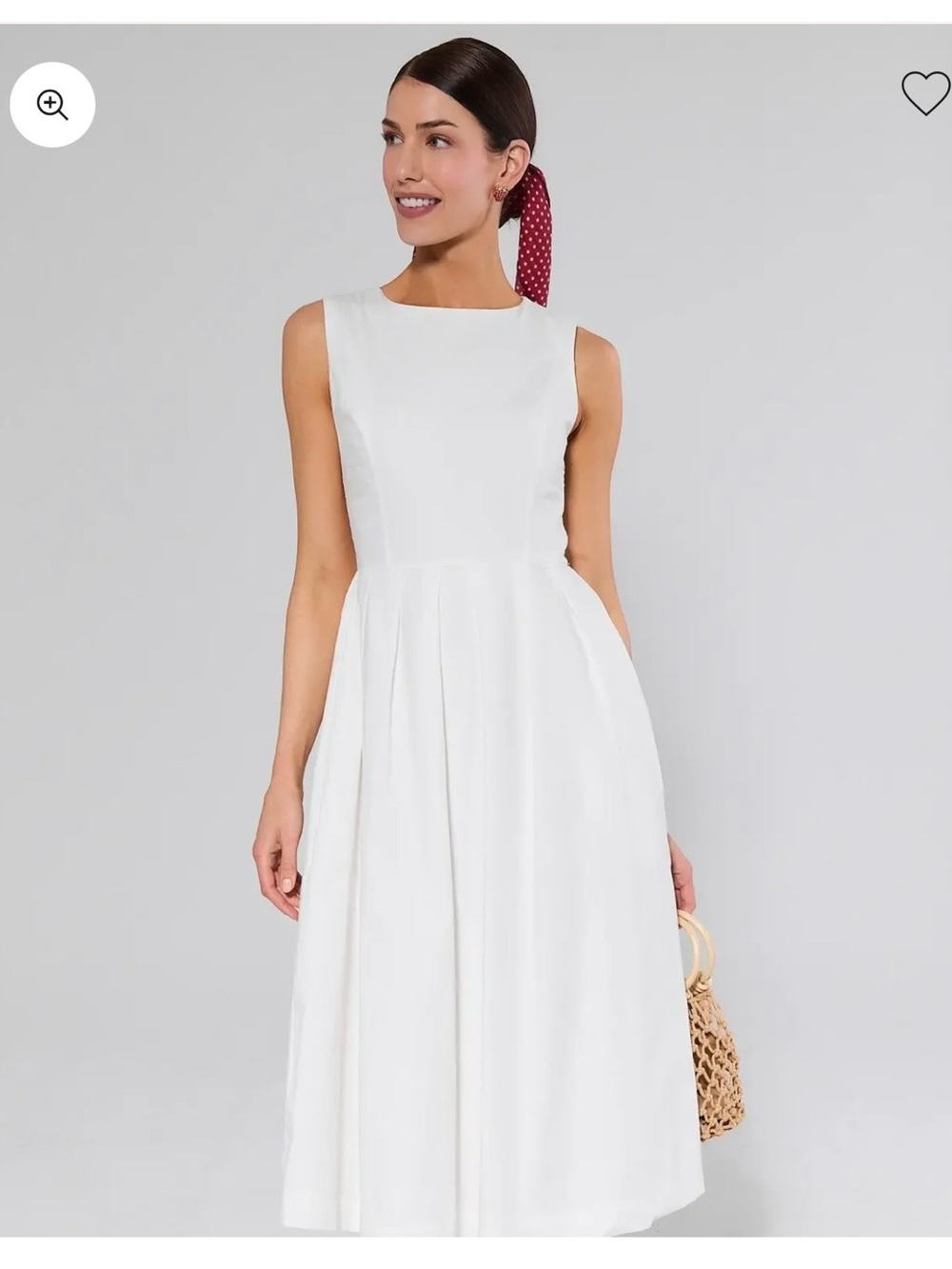 NWT AVARA Classic White Poplin Sleeveless Midi Dress
